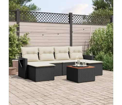 7-Daļīgs Dārza Dīvāna Komplekts Ar Matračiem, Melna Pe Vidaxl