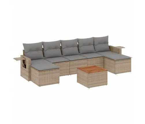 Sofos Komplektas Su Pagalvėlėmis, 8 Dalių, Smėlio, Poliratanas