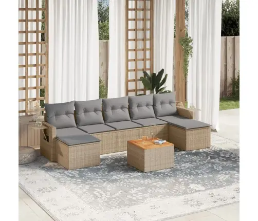 Sofos Komplektas Su Pagalvėlėmis, 8 Dalių, Smėlio, Poliratanas