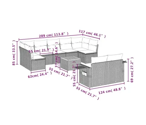 10-Osaline Aiadiivani Komplekt Patjadega, Hall, Polürotang