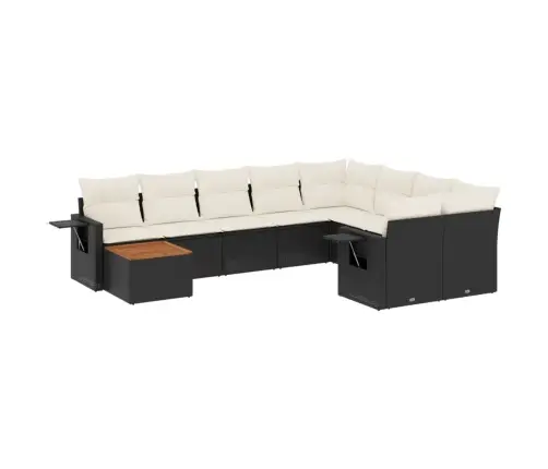 10-Daļīgs Dārza Dīvāna Komplekts, Matrači, Melna Pe Rotangpalma Vidaxl