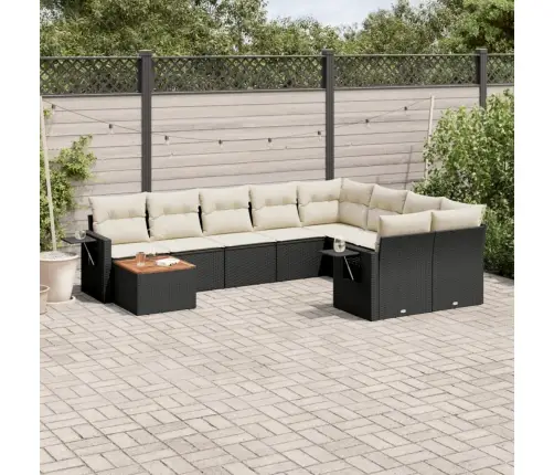 10-Daļīgs Dārza Dīvāna Komplekts, Matrači, Melna Pe Rotangpalma Vidaxl