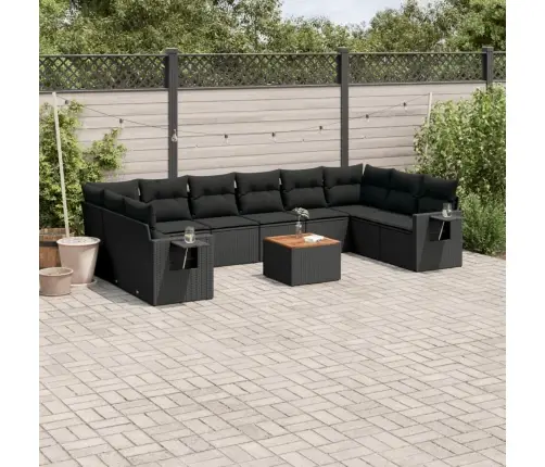 11-Daļīgs Dārza Dīvāna Komplekts, Matrači, Melna Pe Rotangpalma Vidaxl