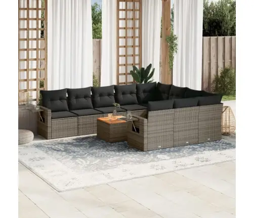 Sodo Komplektas Su Pagalvėlėmis, 11 Dalių, Pilkas, Poliratanas