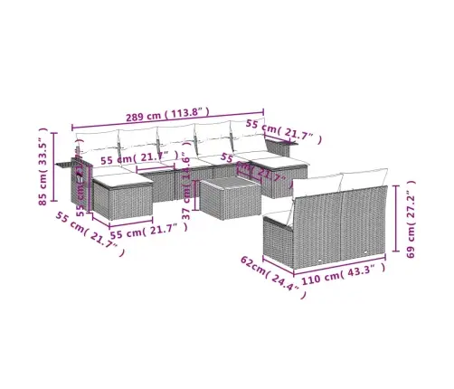 Sodo Komplektas Su Pagalvėlėmis, 10 Dalių, Juodas, Poliratanas