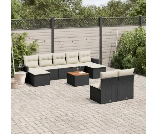 10-Daļīgs Dārza Dīvāna Komplekts, Matrači, Melna Pe Rotangpalma Vidaxl