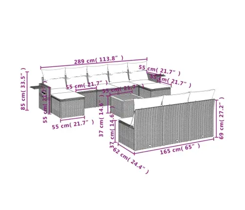 11-Osaline Aiadiivani Komplekt Patjadega, Hall, Polürotang