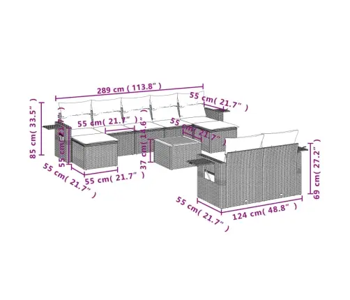 Sodo Komplektas Su Pagalvėlėmis, 10 Dalių, Juodas, Poliratanas