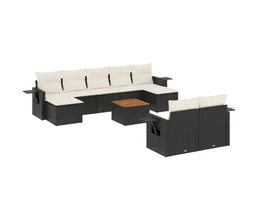 Sodo Komplektas Su Pagalvėlėmis, 10 Dalių, Juodas, Poliratanas