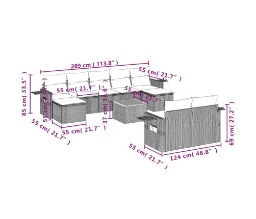 Sodo Komplektas Su Pagalvėlėmis, 10 Dalių, Juodas, Poliratanas