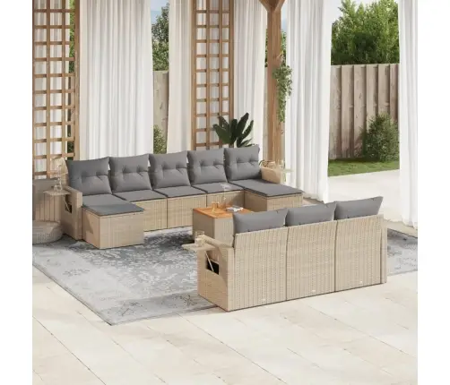 11-Daļīgs Dārza Dīvāna Komplekts Ar Matračiem,Pe Rotangpalma Vidaxl