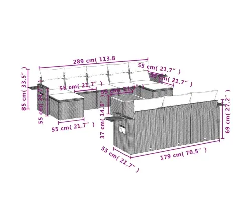 11-Osaline Aiadiivani Komplekt Patjadega, Hall, Polürotang