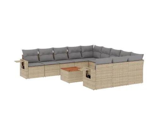 12-Daļīgs Dārza Dīvāna Komplekts, Matrači, Bēša Pe Rotangpalma Vidaxl