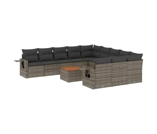 12-Daļīgs Dārza Atpūtas Mēbeļu Komplekts, Matrači, Pelēks Pe Vidaxl