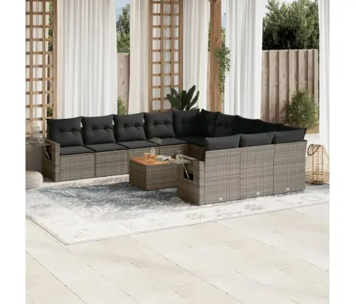 12-Daļīgs Dārza Atpūtas Mēbeļu Komplekts, Matrači, Pelēks Pe Vidaxl