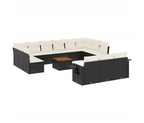 Sodo Komplektas Su Pagalvėlėmis, 14 Dalių, Juodas, Poliratanas