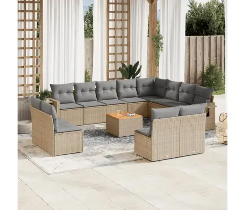 13-Daļīgs Dārza Dīvāna Komplekts Ar Matračiem,Pe Rotangpalma Vidaxl