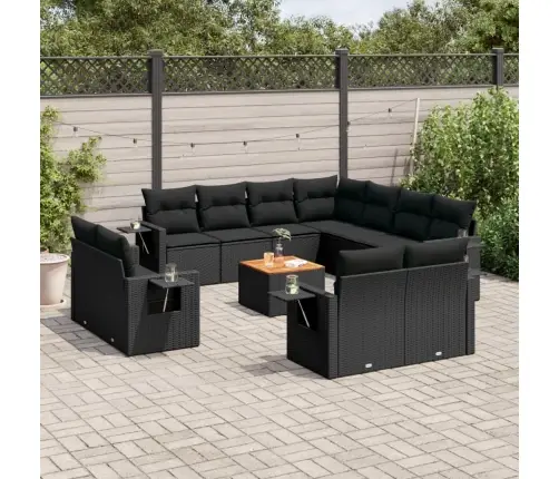 12-Osaline Aiadiivani Komplekt Patjadega, Must, Polürotang