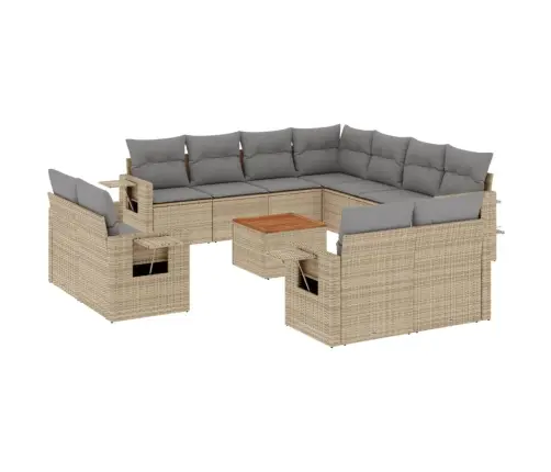 12-Daļīgs Dārza Dīvāna Komplekts, Matrači, Bēša Pe Rotangpalma Vidaxl