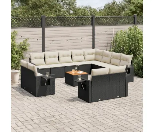 13-Daļīgs Dārza Dīvāna Komplekts Ar Matračiem, Pe Rotangpalma Vidaxl