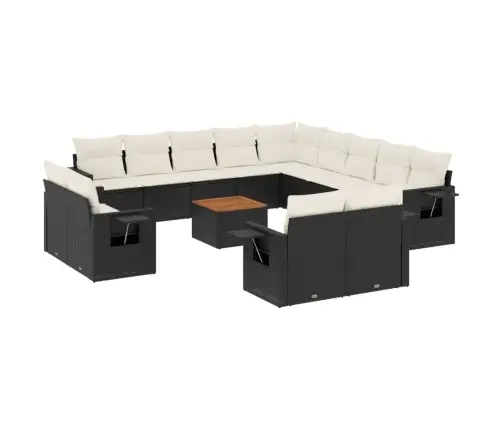 14-Osaline Aiadiivani Komplekt Patjadega, Must, Polürotang