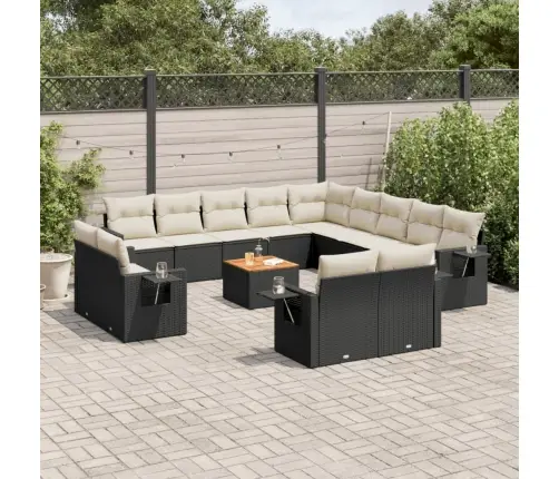 14-Osaline Aiadiivani Komplekt Patjadega, Must, Polürotang