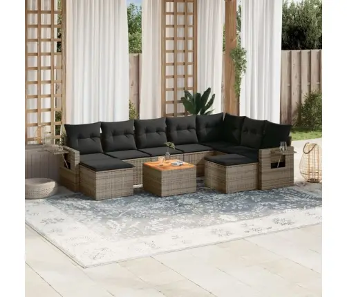 Sodo Komplektas Su Pagalvėlėmis, 10 Dalių, Pilkas, Poliratanas