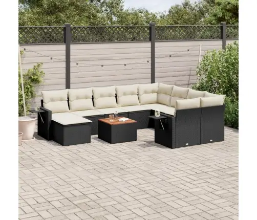 11-Daļīgs Dārza Dīvāna Komplekts, Matrači, Melna Pe Rotangpalma Vidaxl