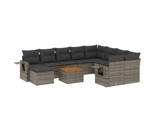 Sodo Komplektas Su Pagalvėlėmis, 11 Dalių, Pilkas, Poliratanas