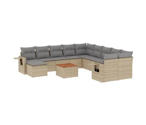 12-Daļīgs Dārza Dīvāna Komplekts, Matrači, Bēša Pe Rotangpalma Vidaxl