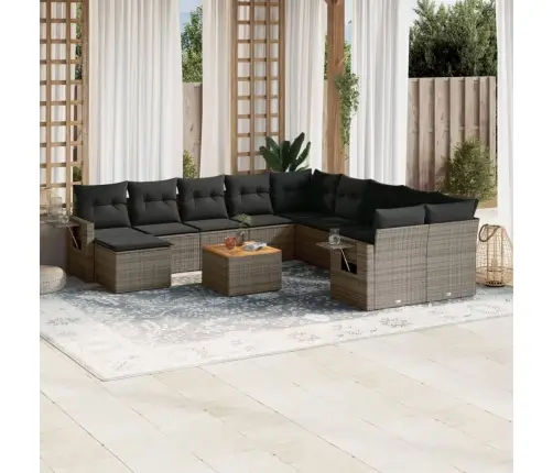 12-Daļīgs Dārza Atpūtas Mēbeļu Komplekts, Matrači, Pelēks Pe Vidaxl