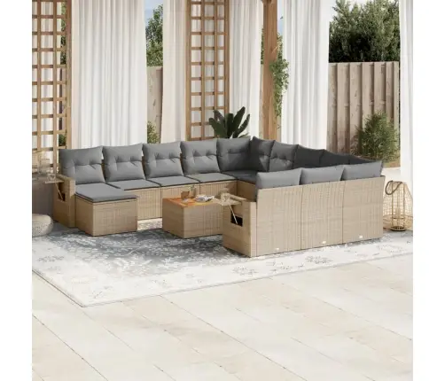 13-Daļīgs Dārza Dīvāna Komplekts Ar Matračiem,Pe Rotangpalma Vidaxl