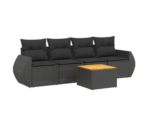 Sodo Komplektas Su Pagalvėlėmis, 5 Dalių, Juodas, Poliratanas