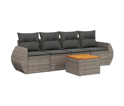 Sofos Komplektas Su Pagalvėlėmis, 5 Dalių, Pilkas, Poliratanas