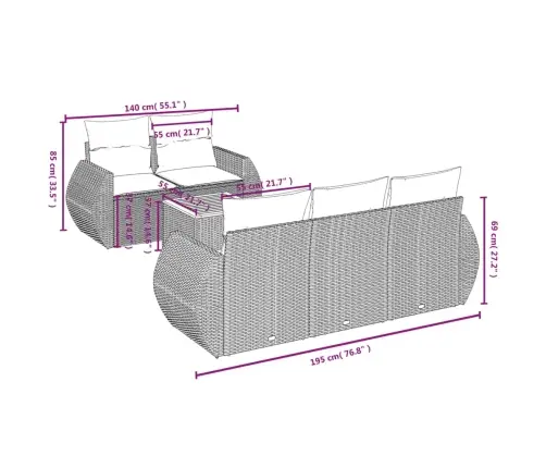 6-Osaline Aiadiivani Komplekt Patjadega, Must, Polürotang