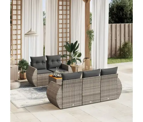 6-Daļīgs Dārza Dīvāna Komplekts Ar Matračiem, Pelēks Pe Pinums Vidaxl