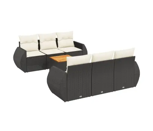 7-Daļīgs Dārza Dīvāna Komplekts Ar Matračiem, Melna Pe Vidaxl