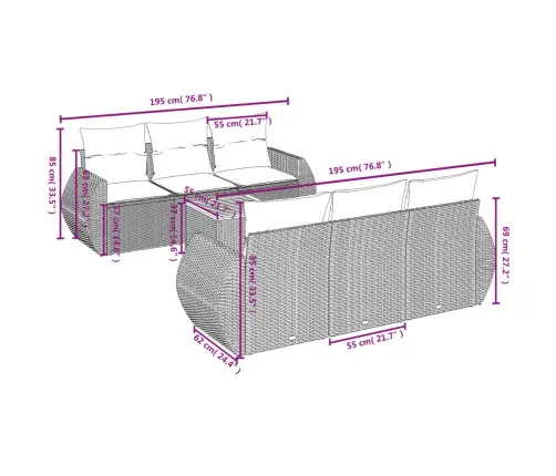 7-Osaline Aiadiivani Komplekt Patjadega, Hall, Polürotang