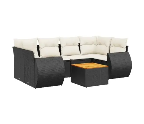 7-Daļīgs Dārza Dīvāna Komplekts Ar Matračiem, Melna Pe Vidaxl