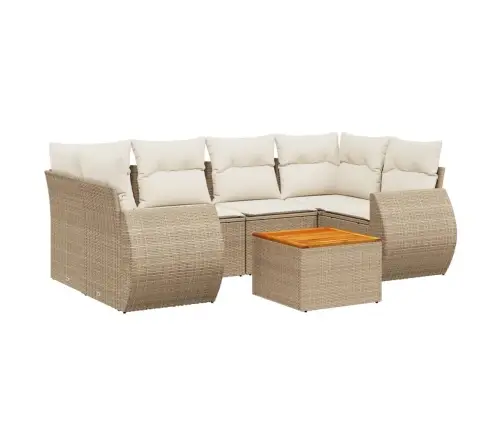 7-Daļīgs Dārza Dīvāna Komplekts, Matrači, Bēša Pe Rotangpalma Vidaxl