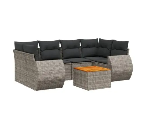 7-Daļīgs Dārza Dīvāna Komplekts, Matrači, Pelēka Pe Rotangpalma Vidaxl