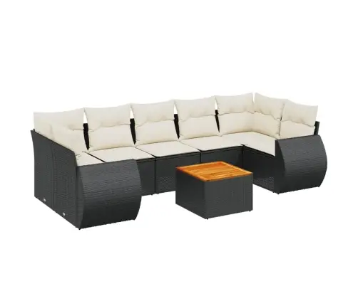 8-Daļīgs Dārza Dīvāna Komplekts, Matrači, Melna Pe Rotangpalma Vidaxl