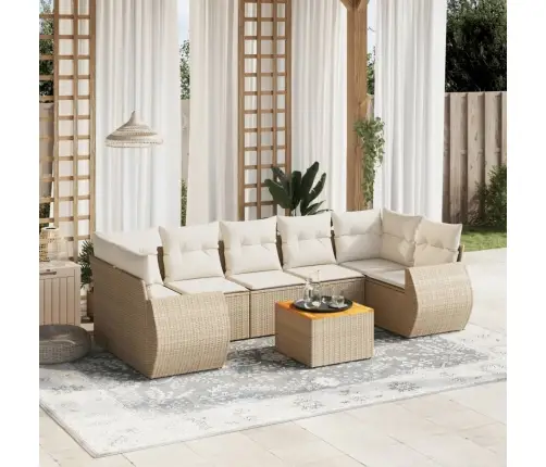 Sofos Komplektas Su Pagalvėlėmis, 8 Dalių, Smėlio, Poliratanas