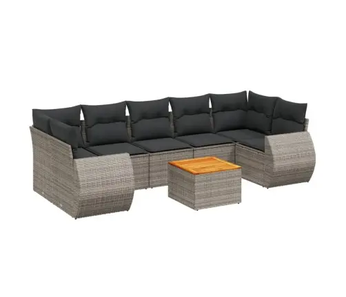 8-Daļīgs Dārza Dīvāna Komplekts Ar Matračiem, Pelēks Pe Pinums Vidaxl