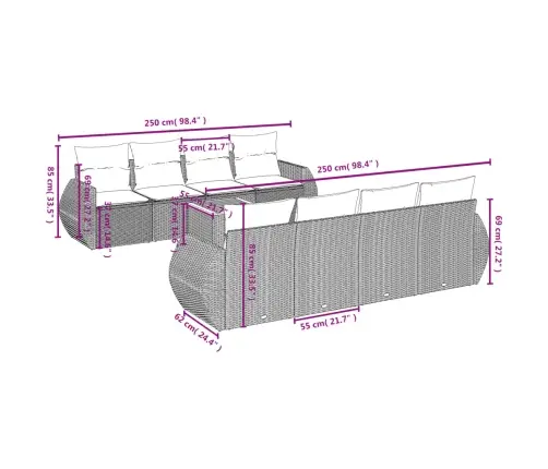 9-Osaline Aiadiivani Komplekt Patjadega, Must, Polürotang