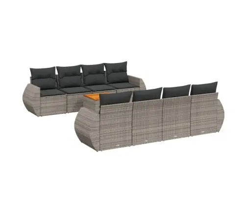 9-Daļīgs Dārza Dīvāna Komplekts Ar Matračiem, Pelēks Pe Pinums Vidaxl