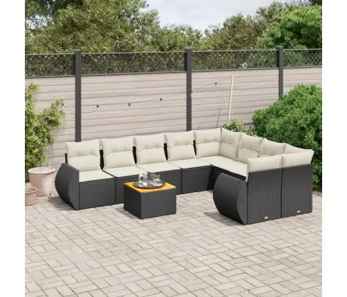 9-Daļīgs Dārza Dīvāna Komplekts, Matrači, Melna Pe Rotangpalma Vidaxl