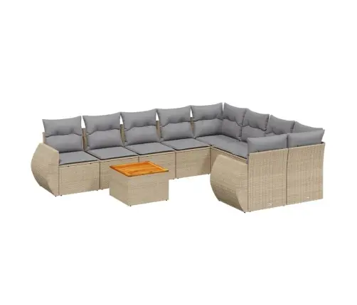 Sodo Komplektas Su Pagalvėlėmis, 9 Dalių, Smėlio, Poliratanas