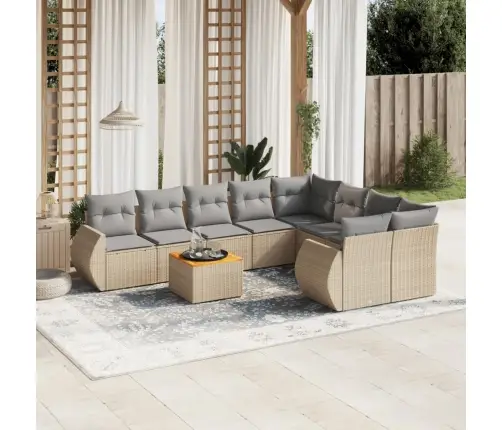 Sodo Komplektas Su Pagalvėlėmis, 9 Dalių, Smėlio, Poliratanas