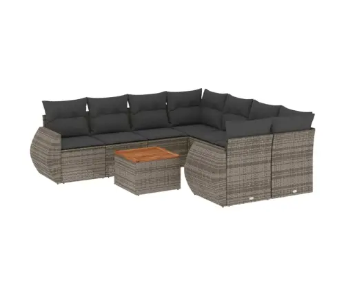 Sofos Komplektas Su Pagalvėlėmis, 9 Dalių, Pilkas, Poliratanas